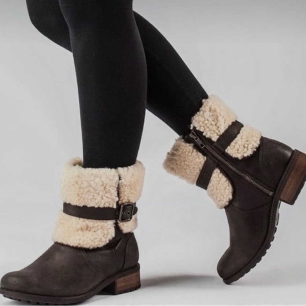 Ugg Blayre 2 Shearling Leather Brown Ankle Boots